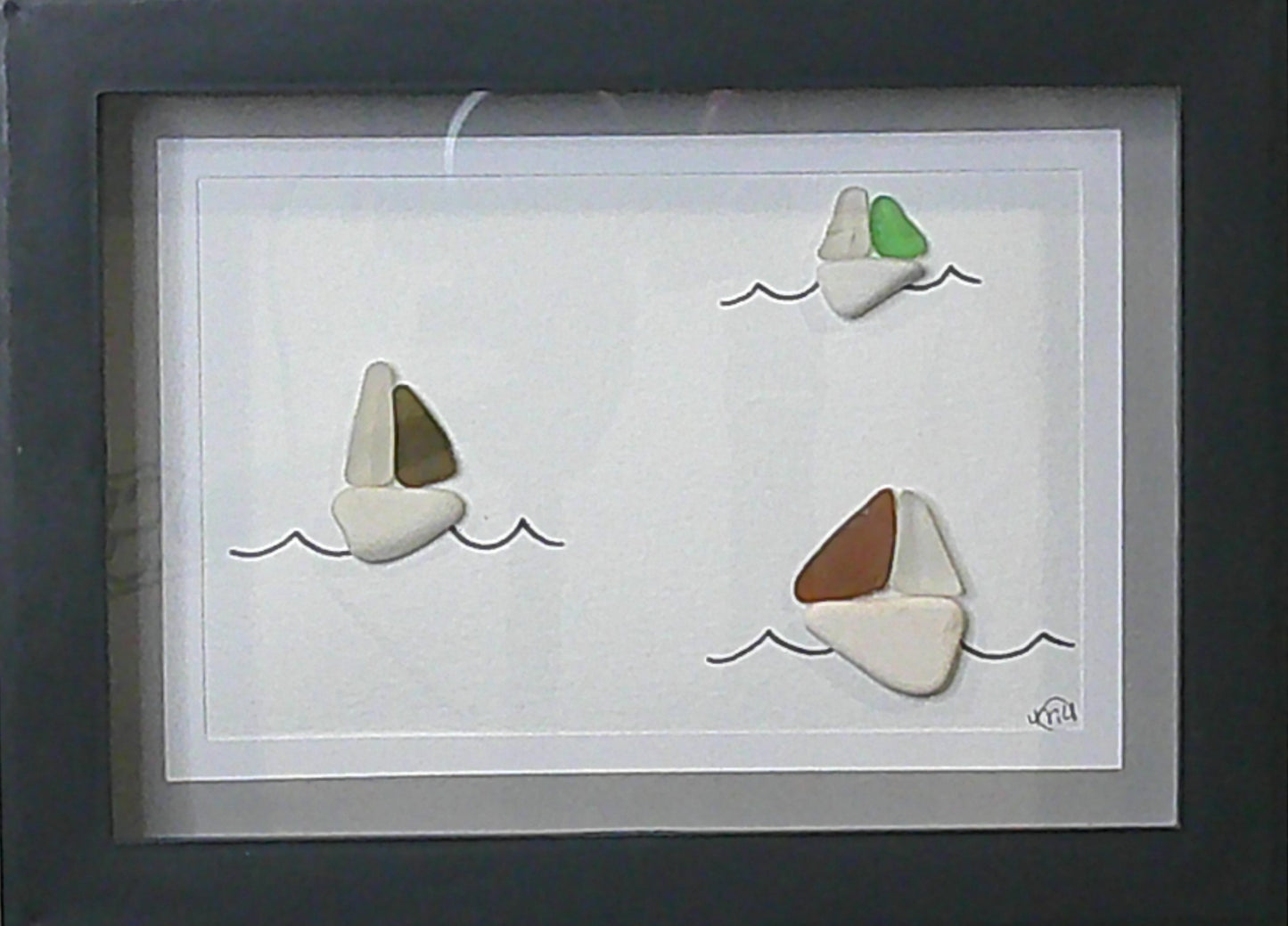 Sea glass picture - sailboats (9) - 5x7