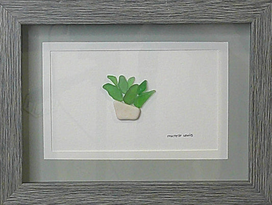 Sea Glass Picture - Succulent (4) - 5x7