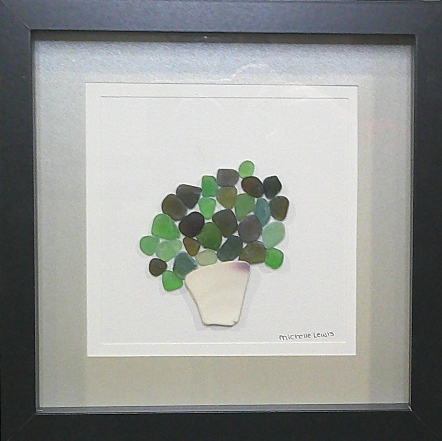 Sea Glass Picture - Succulent (3) - 8x8