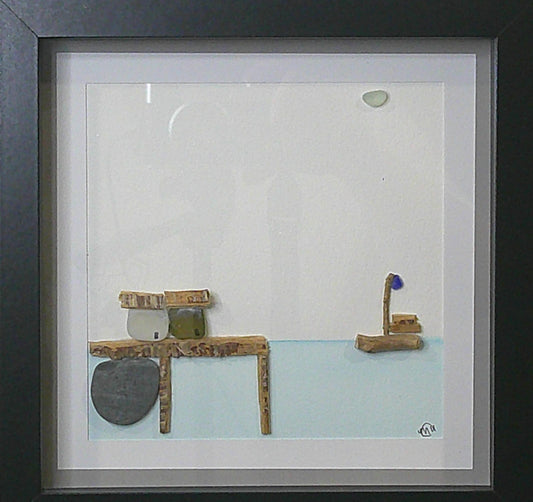 Sea Glass Picture - Warf Scene (3) - 8x8