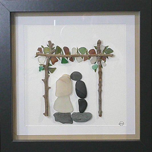 Sea Glass Picture - Wedding 1 - 8x8 - CUSTOM COLOURS AVAILABLE